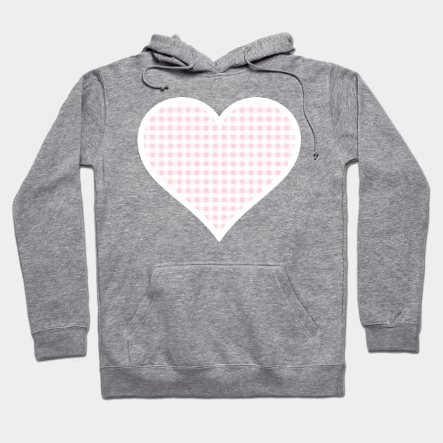 Millennial Pink and White Gingham Heart Hoodie by bumblefuzzies